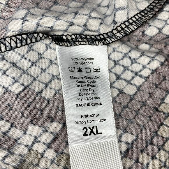 LulaRoe Elizabeth Tunic Women’s 2X Brown Tan Snake Reptile V Neck Long Sleeve - Picture 9 of 9